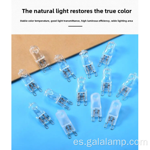 Opciones de 230V con bombillas Halógeno G9 de cuarzo de vidrio de 230V